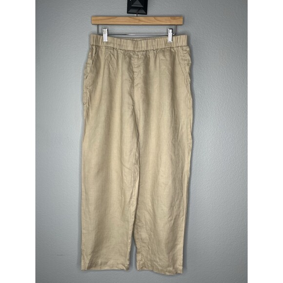 Quince Pants - Quince MÉDIUM Women's 100% European Linen Pull On Pants Beige Boho Light Weight